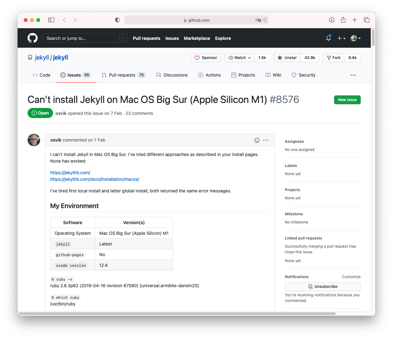 jekyll Github Issue